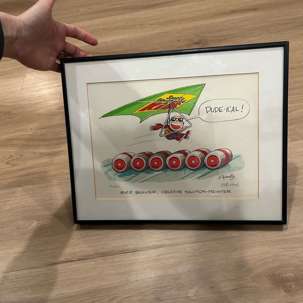 Buzz Beamer 91/500 Art Comic Book Strip Cartoon Character Signed Framed 11"x14"